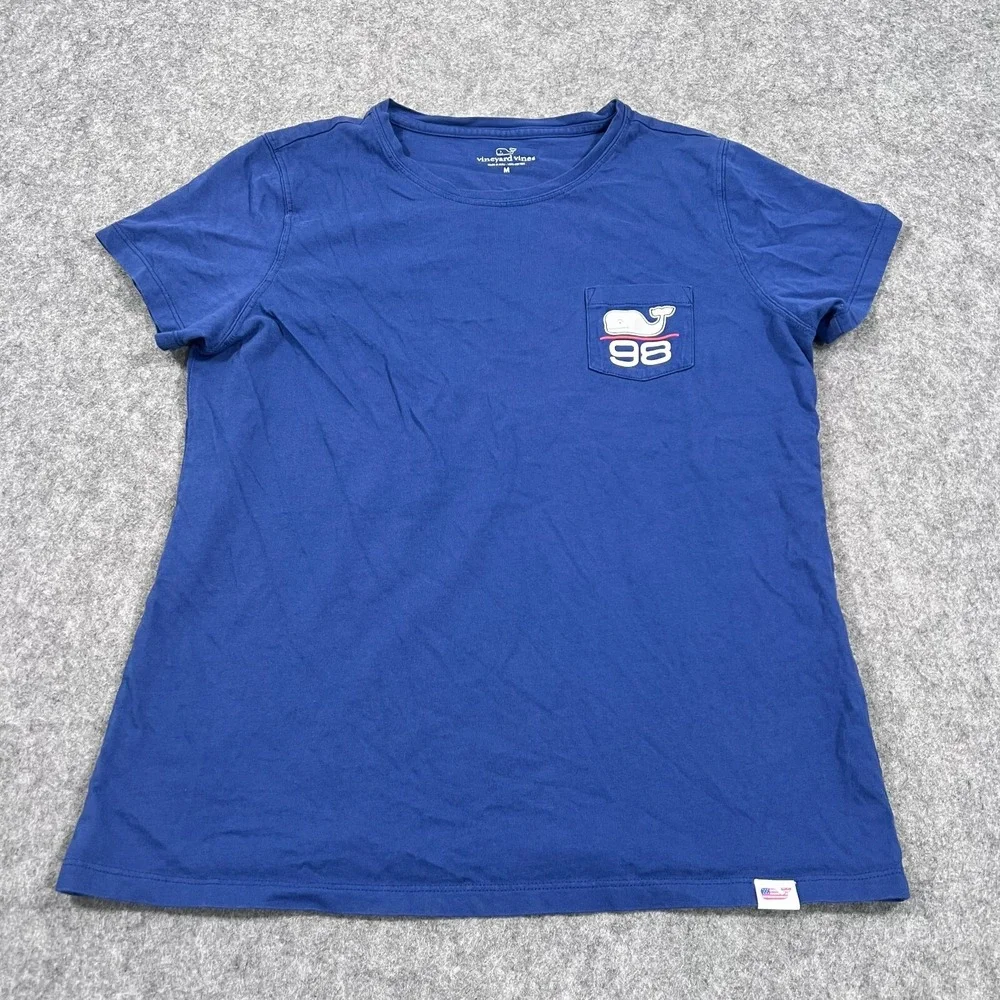 Vineyard Vines Blue World Flags Soccer Graphic Short Sleeve T-Shirt Size Medium